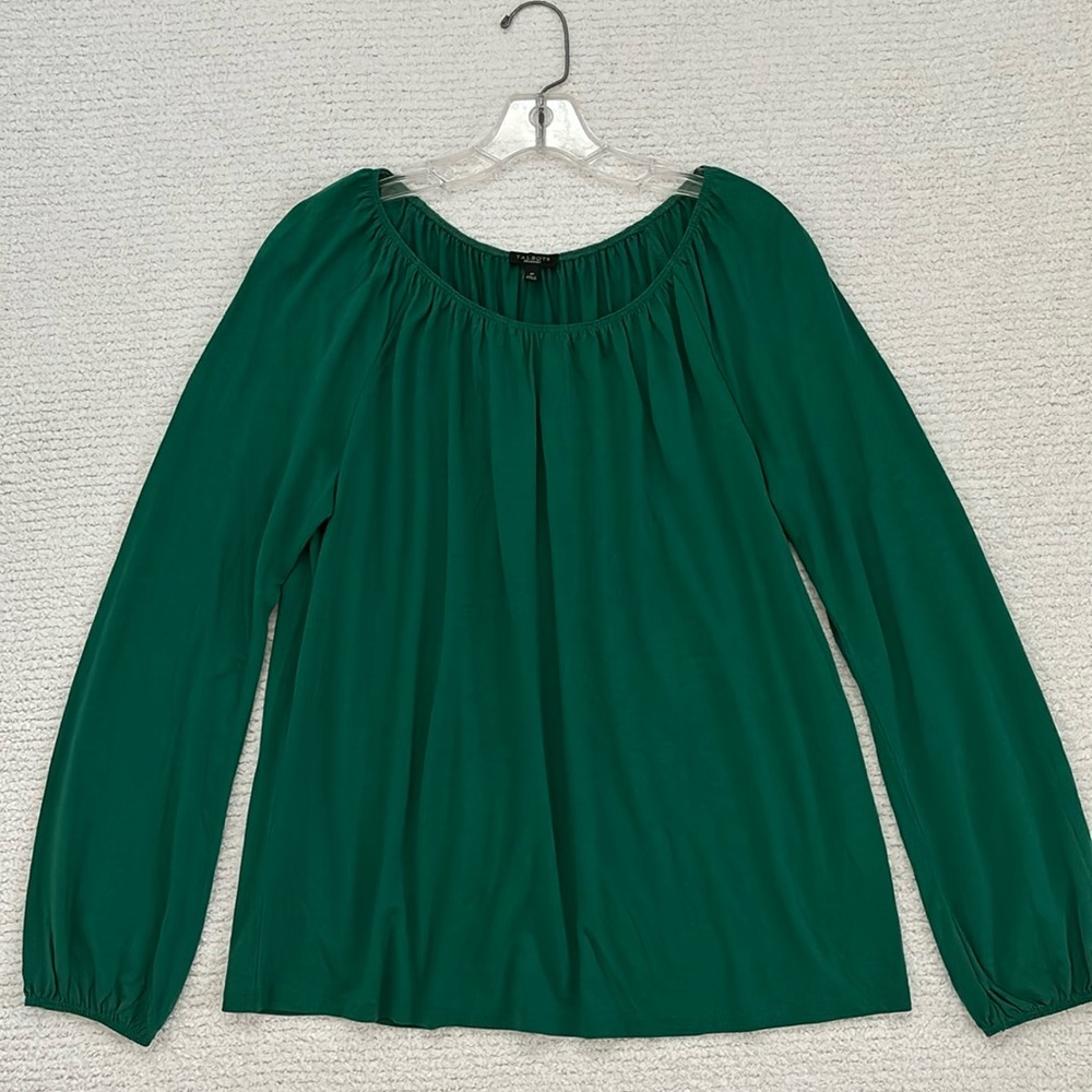 NWOT TALBOTS ELASTIC NECKLINE, LONG SLEEVES, GREEN COLORS TOP- SIZE M